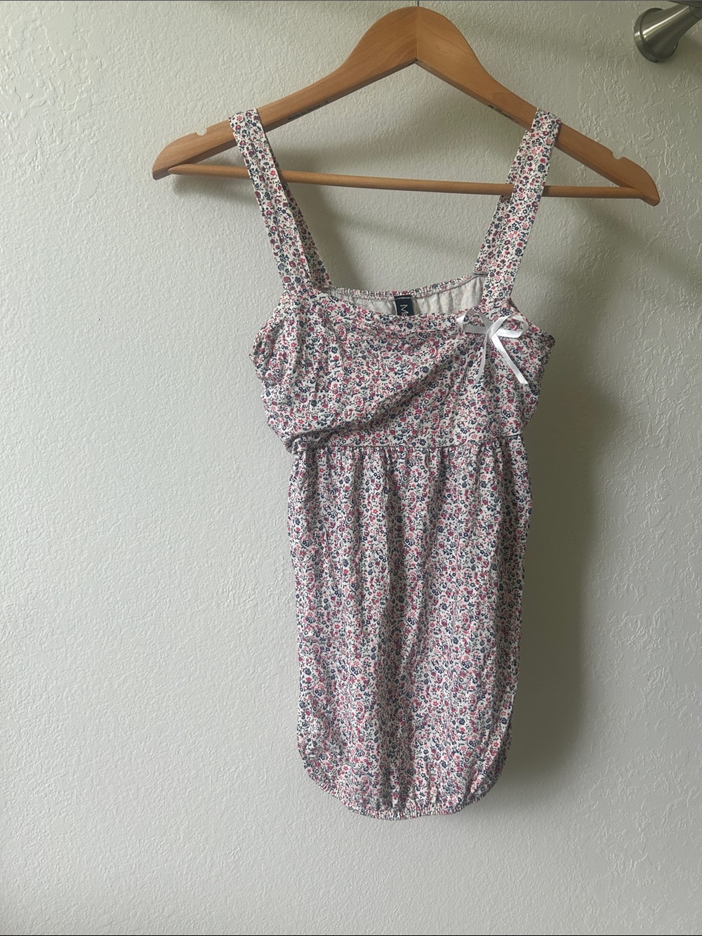 Madonna White Floral Camisole with Pink, Blue, and Green Accents